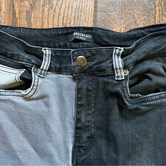 Black and Grey Patchwork Skinny Jeans - Picture 4 of 6